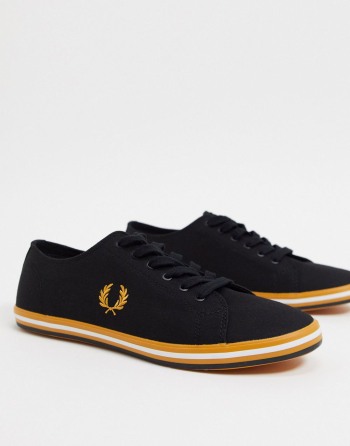 Fred Perry Kingston Canvas Plimsolls With Contrast Sole Crne - Muške Tenisice | 93184UKMR